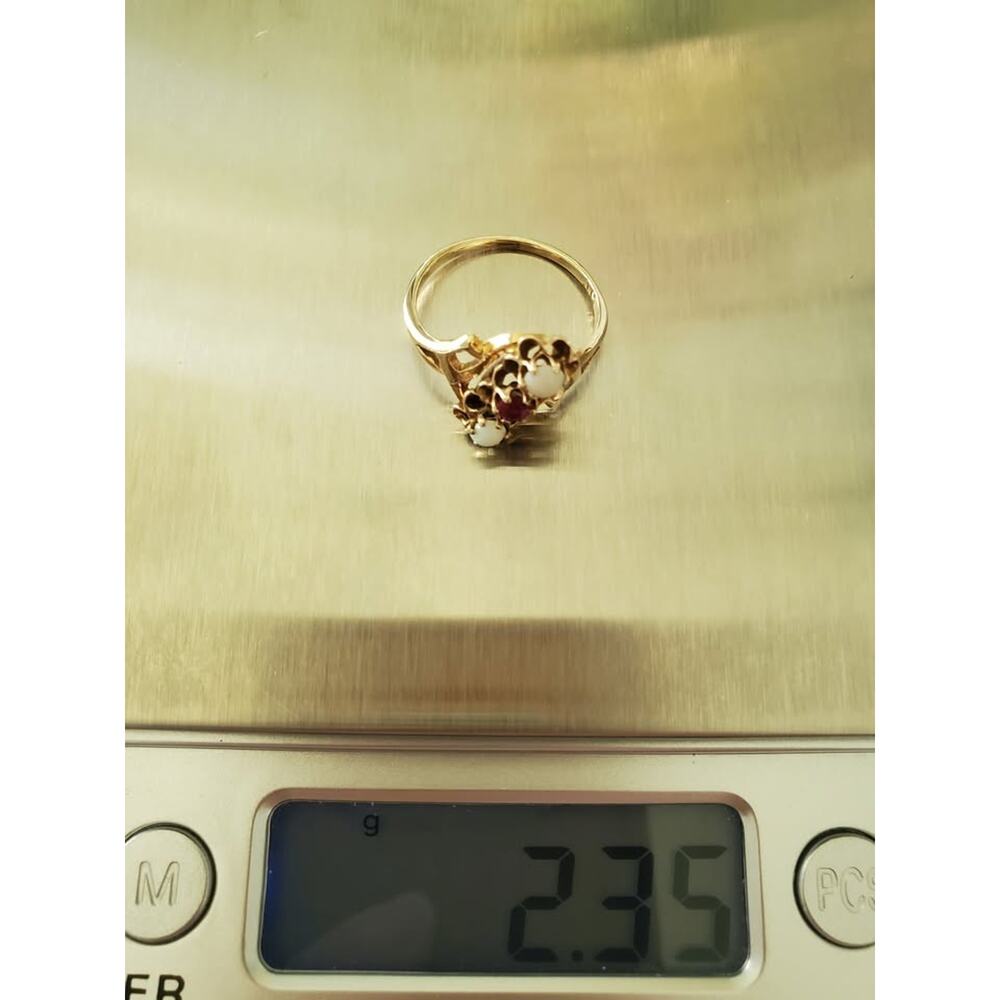 Antique 10k Ruby And Opal Bypass Ring - image 7